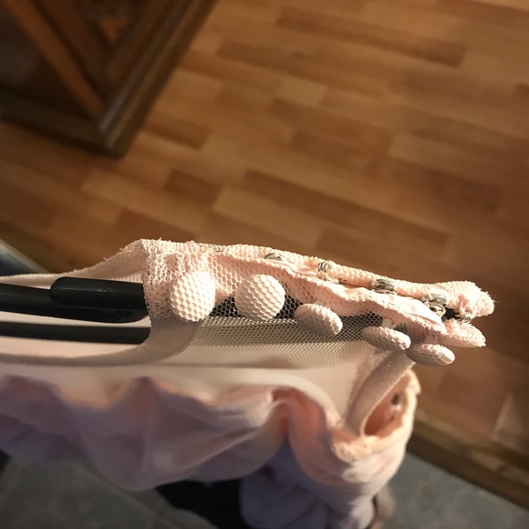 Blush bobbin net bridesmaid dress - Picture 7 of 8